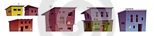 Poor ghetto city street house vector building set