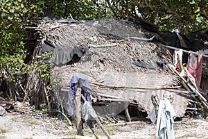 Poor hut seaweed gatherers, Nusa Penida, Indonesia