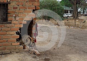 Poor life street scenery from the countryside streets in Zimbabwe. Poverty, Poorness and squalor without basic state services,