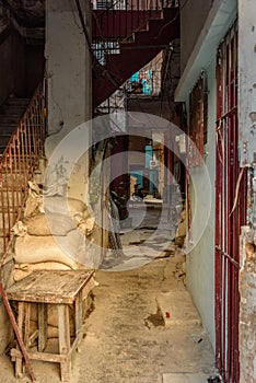 Poor neighbourhood alley and staircase in Havana, Cuba