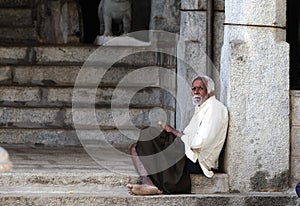 A poor old man in slum