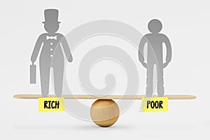 Poor and rich people on balance scale - Concept of social equality photo