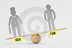 Poor and rich people on balance scale - Concept of social inequality between rich and poor people