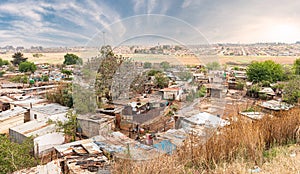 Poor townships next to Johannesburg, South Africa