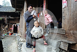 Poor traditional family in the old village in Guizhou, China