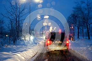 Poor visibility through the windshield in rain and snow, Munich