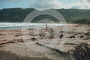 Poorly maintained beach after the covid-19 pandemic