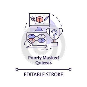 Poorly masked quizzes concept icon