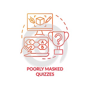 Poorly masked quizzes red gradient concept icon
