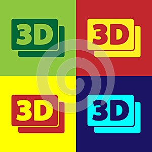 Pop art 3D word icon isolated on color background. Vector