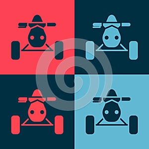 Pop art All Terrain Vehicle or ATV motorcycle icon isolated on color background. Quad bike. Extreme sport. Vector