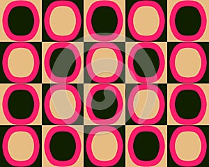 Pop Art Alternate Ovals Pattern Red Black Orange