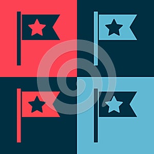 Pop art American flag icon isolated on color background. Flag of USA. United States of America. Vector