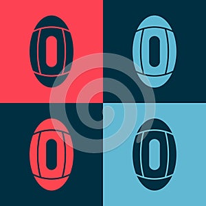 Pop art American Football ball icon isolated on color background. Rugby ball icon. Team sport game symbol. Vector