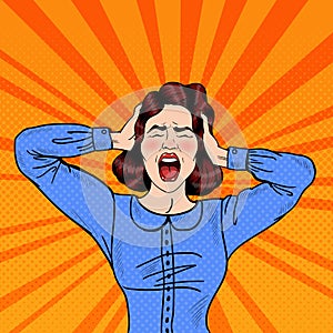 Pop Art Angry Frustrated Woman Screaming