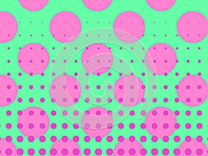 Pop art background, circles, dots pink against green. Comic book