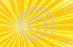 Pop art background. Comic yellow halftone pattern. Vector illustration
