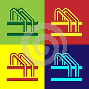 Pop art Bicycle parking icon isolated on color background. Vector