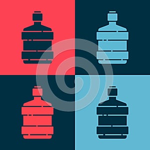 Pop art Big bottle with clean water icon isolated on color background. Plastic container for the cooler. Vector