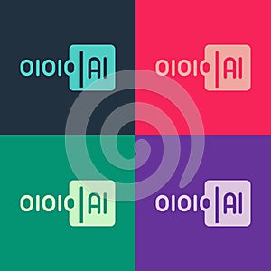 Pop art Binary code icon isolated on color background. Vector