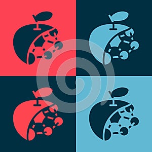 Pop art Biological structure icon isolated on color background. Genetically modified organism and food. Vector