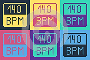 Pop art Bitrate icon isolated on color background. Music speed. Sound quality. Vector