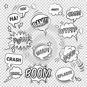 Pop Art Black White Bubbles Set