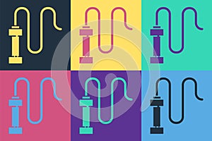 Pop art Braided leather whip icon isolated on color background. Vector