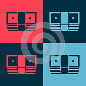 Pop art Bribe money cash icon isolated on color background. Money banknotes stacks. Bill currency. Vector