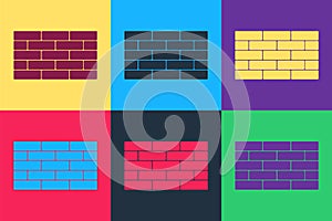 Pop art Bricks icon isolated on color background. Vector