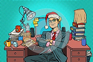 Pop art businessman, Christmas workplace