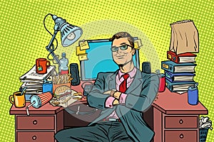 Pop art businessman, workplace