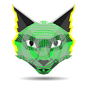 Pop art cat creative vector illustration in low poly.