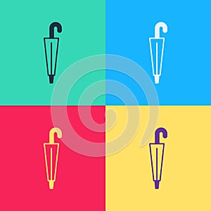 Pop art Classic elegant umbrella icon isolated on color background. Rain protection symbol. Vector