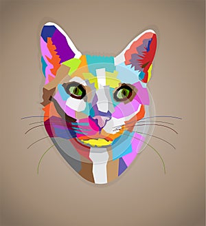 Pop art colorful cat.