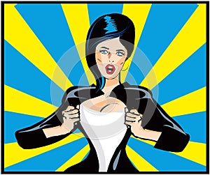 Pop Art Comic book woman Under Cover, comic book style. Add