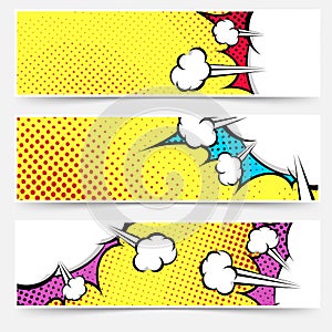 Pop art comic book yellow header collection