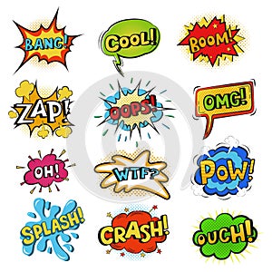 Pop art comic bubbles vector cartoon speech popart style in humor expression