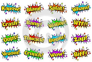 Pop Art Comic Sound Effects Bubbles