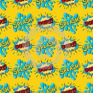 Pop art comic speech bubble boom effects vector explosion bang communication cloud fun humor book splash seamless