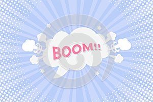 pop art comic speech bubbles with different emotions and bright composition with explosive halftone rays