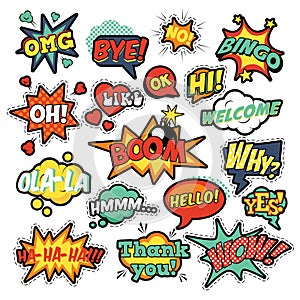 Pop Art Comic Speech Bubbles Set