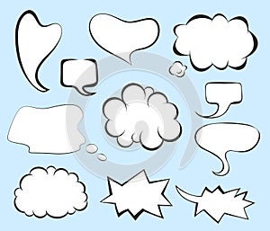 Pop art comic speech bubbles set. Blank clouds for letterings. photo