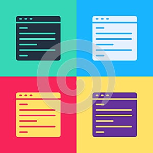 Pop art Computer api interface icon isolated on color background. Application programming interface API technology