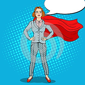 Pop Art Confident Business Woman Super Hero