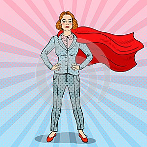 Pop Art Confident Business Woman Super Hero