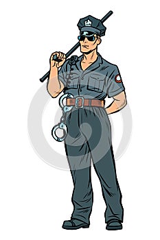 Pop art Cop with a police baton