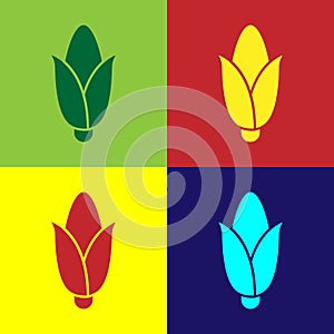 Pop art Corn icon isolated on color background. Vector