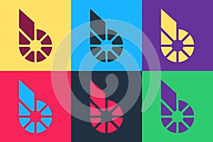 Pop art Cryptocurrency coin Bitshares BTS icon isolated on color background. Physical bit coin. Digital currency