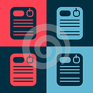 Pop art Dossier folder icon isolated on color background. Vector